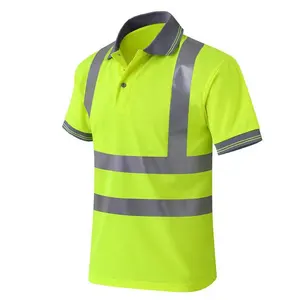 แห้งเร็วสีเหลืองความปลอดภัยทำงานเครื่องแบบเสื้อยืดเสื้อโปโลเสื้อสะท้อนแสง