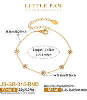 Gelang Pesona JinSpark Baja Tahan Karat 316L Berlapis Emas 18K Rantai Tautan yang Dapat Disesuaikan Zirkon Bening 5A Perhiasan Cakar Bunga Hadiah