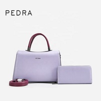Conjunto de Bolso de Mano PEDRA de Cuero PU Multicolor con Cartera a Juego y Correa de Hombro Desmontable para Uso Diario