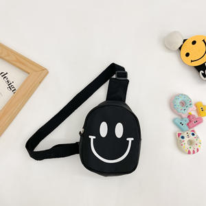 Grosir 6 warna pola wajah senyum Mini lucu tas selempang warna permen perempuan tas pinggang Dompet tas dada bayi - Product Image 3