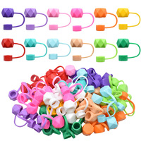 Capuchon de paille universel en PVC souple polygonal de 10 mm, personnalisé, anti-poussière, 3D, coloré, réutilisable, accessoires pour boissons