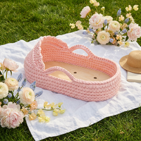 Panier de rangement multifonctionnel en crochet grande capacité, organiseur de couches, panier de lit bébé en fil de coton tressé à la main pour chambre
