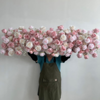 Bruiloftdecoratie groothandel op maat gemaakte blush roze kunstmatige rozen bloemstuk tafel bloemloper