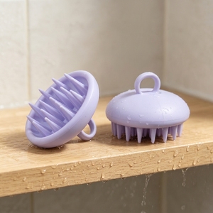 Custom Logo <b>Silicone</b> <b>Scalp</b> <b>Massage</b> Shampoo Brush Gentle Anti-scratch Hair Washing Comb Non-slip Travel Friendly Head Scrubber - Product Image 1