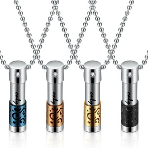 Collar personalizado con botella de aceite esencial, colgante cilíndrico de acero inoxidable con incrustaciones de diamantes para regalo de aromaterapia - Product Image 5