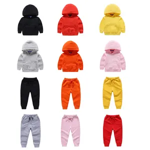 Custom design ragazzi pullover su misura per bambini con cappuccio set con cappuccio in cotone 100%