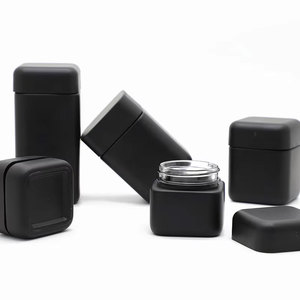 AGG <b>Square</b> 1g 3.5g 5g UV Black Dark Violet Stash Jar UV Smell Proof Air Tight Dark Storage Glass Jar with Child Resistant Cap - Product Image 2