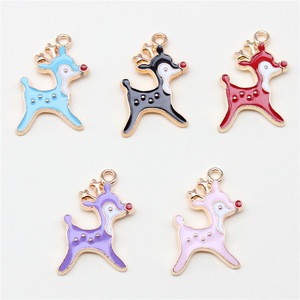 <strong>Red</strong> <strong>Nose</strong> Reindeer Charm Colorful Enamel Gold Tone Alloy Holiday Accent for Advent Stitch Markers - Product Image 1