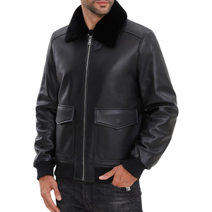 Wholesale Best Selling Men's Fashion Crew Neck Shearling Leather <b>Canvas</b> <b>Jacket</b> Spring High Street Style Custom Colors Front - Product Image 1