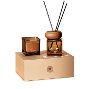 Articles de décoration intérieure de luxe en vrac, porte-bougie en <span class=keywords><strong>bois</strong></span>, récipients à bougies en verre carrés vides décoratifs avec couvercle - Product Image 5