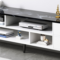 Ensemble de meubles de salon de luxe européen, 5 pièces, support tv, design haut en marbre avec tiroir