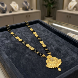 Wholesale Fashion 24K Micron Gold AD Stone Long Pendant Mangalsutra, Traditional Indian Wedding Jewelry, Forming AD Mangalsutra. - Product Image 1