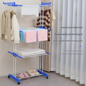 رفوف تعليق دوارة قابلة للطي لغسيل الملابس من 4 طبقات رفوف متحركة - Product Image 3