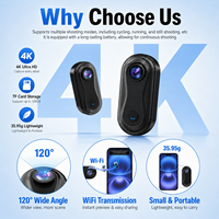 4K/1080p Thumb Action Kamera MD101 Mini Spor Kamerası 120 Geniş Açı IP67 Su Geçirmez WiFi Giyilebilir Taşınabilir Bisiklet Kamerası Video Kaydedici