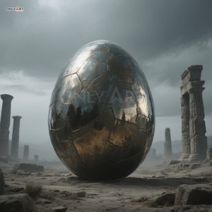 Su misura all'aperto rovina grande fusione in bronzo intagliato modello retrò gigante incrinato uovo scultura in bronzo per parco arredamento pubblico - Product Image 6