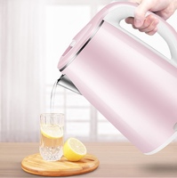Bouilloire électrique sans fil à double paroi de haute qualité, fonction anti-chauffe à sec, en acier inoxydable 304/201 et plastique, pour usage domestique