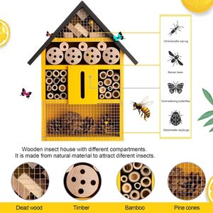 Casetta Interattiva in Legno per Api - Alloggio Naturale per Api Solitarie e Habitat per Insetti - Cassetta Nido da Esterno per Insetti Polinizatori e Api da Giardino - Product Image 3