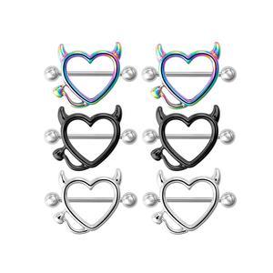 Кольцо для пирсинга сосков, ювелирное украшение, кольцо-щиток для сосков, очаровательное кольцо для груди «Дьявольское сердце», 14G, из нержавеющей стали, штанга-кольцо для сосков - Product Image 4