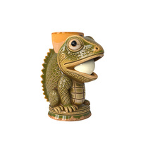 Mug Tiki Keramik Desain Kustom Grosir, Motif Tanaman Monster Tropis, Horor, 3 Kepala Kaktus Bunga Mayat, untuk Pesta