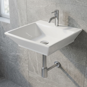 Lavabo carré en céramique 16x16 pour hôpital, salle de bain, cuisine, maison, design moderne, montage mural, certifié CUPC, marque Vistaar - Product Image 1