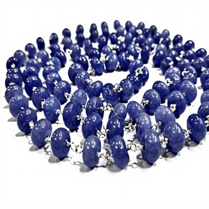 Chaîne de perles de tanzanite naturelle, forme ronde, lisse, 8 mm, vendue au mètre - Product Image 1