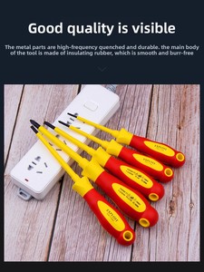 Set di utensili da <span class=keywords><strong>elettricista</strong></span> con manico in acciaio per cacciavite industriale con logo personalizzato isolato - Product Image 3