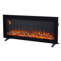 Nouvelle Conception Cheminée Électrique à LED Effet Flamme en Métal, Thermostat Réglable, Télécommande, Chauffage 5000-9999 BTU, Idéale pour Hôtels