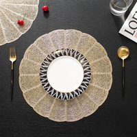Sous-plats ronds en vinyle PVC écologiques pour table à manger, sous-plats décoratifs de luxe pour mariage, sous-plats dorés