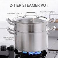 Ensemble de casseroles en acier inoxydable de style américain, écologique, avec couvercle en verre, compatible induction et gaz, passe au lave-vaisselle
