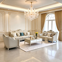 Canapé trois places de style français, luxe léger, avec housse amovible et lavable, en cuir véritable, éponge, structure en bois massif, pour salon