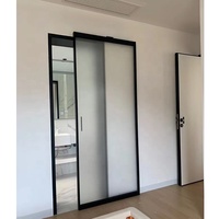 Nouvelle arrivée appartement salon porte fantôme avec kit de rouleau porte coulissante en verre piste cachée porte coulissante invisible porte magique
