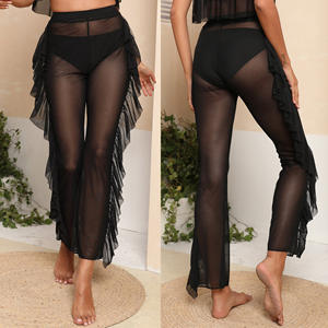 Ensemble bikini 3 pièces sexy en maille transparente à volants et jambes larges, maillots <span class=keywords><strong>de</strong></span> <span class=keywords><strong>bain</strong></span> bandeau, maillots <span class=keywords><strong>de</strong></span> <span class=keywords><strong>bain</strong></span> pour femmes - Product Image 6