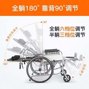 รถเข็นอลูมิเนียมน้ำหนักเบาแบบปรับเอนได้พร้อมที่นั่งแบบมีโถสุขภัณฑ์ สำหรับผู้สูงอายุและผู้พิการ - Product Image 3