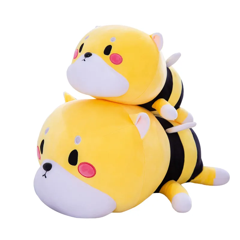 promotional kawaii hipipet yellow bee dog cuddle soft toys big head life custom stuffed animal
