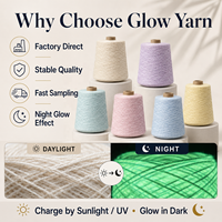 Fil lumineux grand format, écologique, couleurs personnalisables, qui brille dans le noir, pour chapeaux, amigurumi, porte-clés, broderie et projets créatifs - Chargé par la lumière du soleil