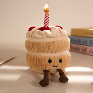 Jouet interactif musical d'anniversaire avec lumières, gâteau en peluche doux avec couronne et carte, cadeau amusant pour les fêtes d'enfants - Product Image 4