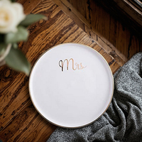 FENN Vente en gros d'assiettes de restaurant Design nordique/rond Vajillas Assiette à dîner avec logo personnalisé avec bord doré pour restaurant