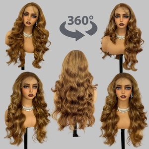 Perruques synthétiques ondulées ombrées avec raie au milieu, perruques en dentelle à l'aspect naturel, perruques en fibre pour femmes, idéales pour les fêtes - Product Image 3