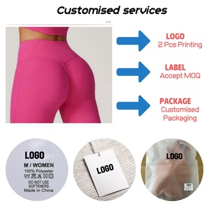 Mallas de Yoga de cintura alta con logotipo personalizado para <span class=keywords><strong>mujer</strong></span>, ropa deportiva para gimnasio, ropa deportiva para todos los días, <span class=keywords><strong>pantalones</strong></span> elásticos para entrenamiento - Product Image 2
