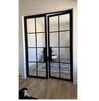 Puerta Doble Francesa de Vidrio Curvo de Estilo Europeo Moderno para Interiores Residenciales
