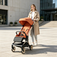 Poussette compacte pour bébé, vente en gros, grand panier de rangement, maniement fluide, poussette durable avec poches pour petit appartement