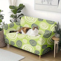 Günstige Sofabezüge vom Hersteller, Graffiti-Kreis-Design, Grüner Stretch-Sofaüberwurf, Staubdichter Sofabezug