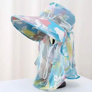 Sombrero de sol de ala ancha para verano con protector facial, transpirable, protección para exteriores para mujer, ciclismo, recolección de té - Product Image 4