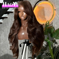 Wig Rambut Manusia Tanpa Lem Model Body Wave, Wig Rambut Virgin Keriting Lace Front, Wig Rambut Manusia 360 Full Lace untuk Wanita Kulit Hitam, Wig HD Lace Front