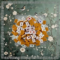 Mahjong Amerika Mewah Modern 160PCS 32mm Ubin Akrilik Berukir 4-Lapisan dengan Alas Motif Bunga Hijau Sage Tersedia untuk 4 Pemain