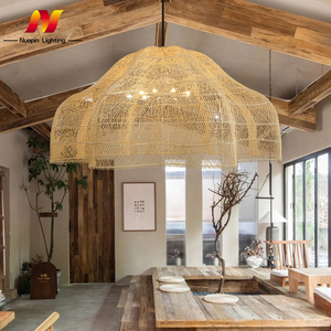 Lustre de style italien fait à la main en rotin <span class=keywords><strong>plafonnier</strong></span> décoration café boutique bambou suspension - Product Image 3