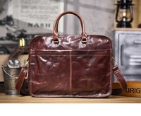 Porte-documents en cuir pleine fleur pour homme, sac d'affaires vintage en cuir pour ordinateur portable 15,6 pouces, OEM ODM