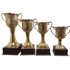 Golden Metal <b>Trophy</b> <b>Cups</b> with Shield Design for Competition Awards Durable Premium Quality - Product Image 1