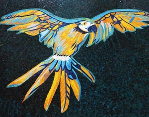 Directo de fábrica personalizado colorido pájaro azul vidrio mosaico loro Mural mosaico <span class=keywords><strong>azulejo</strong></span> - Product Image 3