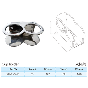 Quincaillerie marine bateau RV <span class=keywords><strong>kayak</strong></span> <span class=keywords><strong>voiture</strong></span> <span class=keywords><strong>support</strong></span> en acier inoxydable Double anneau tasse porte-boissons - Product Image 2